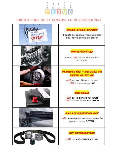 PROMOTIONS DE 01/01 AU 28/02/2022
